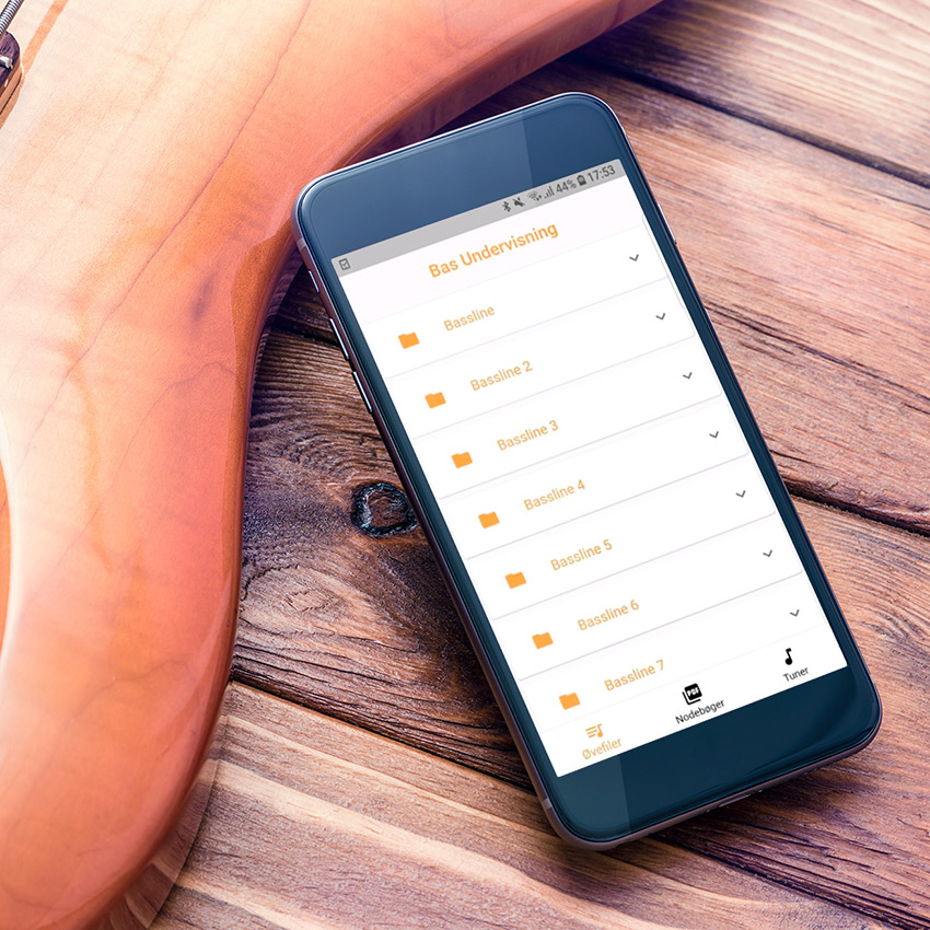 bassline app'en kan købes hos Basundervisning.dk og tages med på farten.